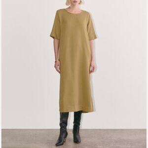 NEW Everlane The Relaxed Midi T-Shirt Dress in Buttersoft Womens S Fennel Seed